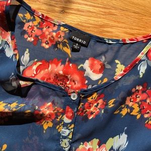 Sheer floral torrid hi-lo top - 3